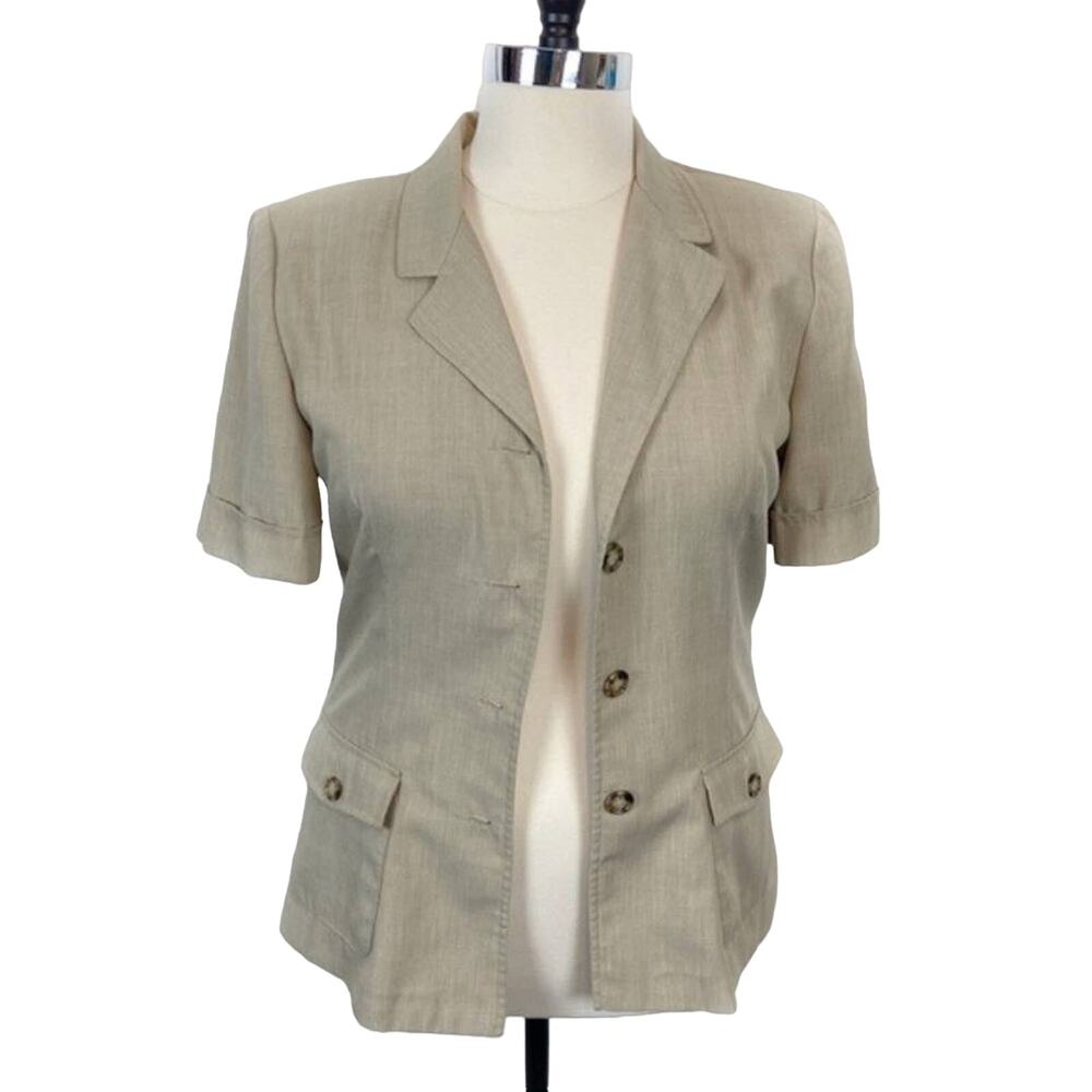 Safari Shirt Jacket Vintage Women's Size XL Tan Stretch Belt Retro Chic Vibes